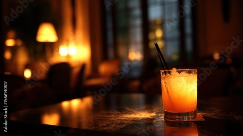 Cocktail candlelit warm interior