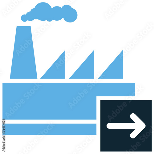 Factory import icon vector, symbolizing global procurement, incoming raw materials, and components for manufacturing. Ideal for illustrating international trade, logistics, and supply chain management