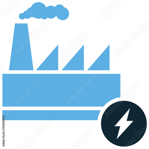 Factory energy consumption icon vector, illustrating power usage, efficiency, and environmental impact in industrial operations. for green initiatives, sustainability reports, resource management