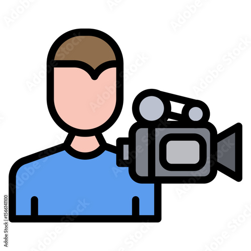 Camera Operator Male icon vector image. Can be used for Filmmaking.