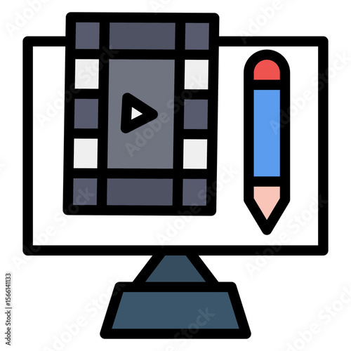 Editing icon vector image. Can be used for Filmmaking.
