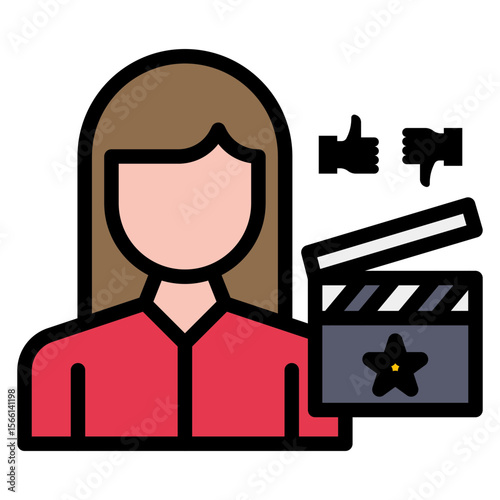 Film Critic Female icon vector image. Can be used for Filmmaking.