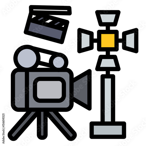 Film Set icon vector image. Can be used for Filmmaking.