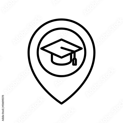 Academic Location Icon with Graduation Cap in Minimalist Design