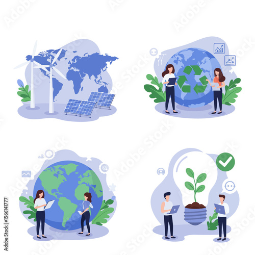 Sustainability and Eco-Friendly Solutions Vector Concepts