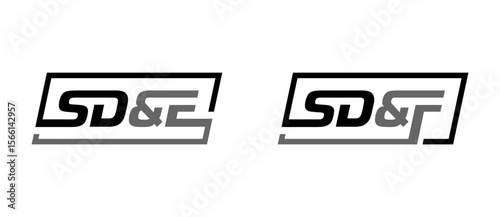 letter initial SD&F and SD&E square outline logo Monogram lettermark