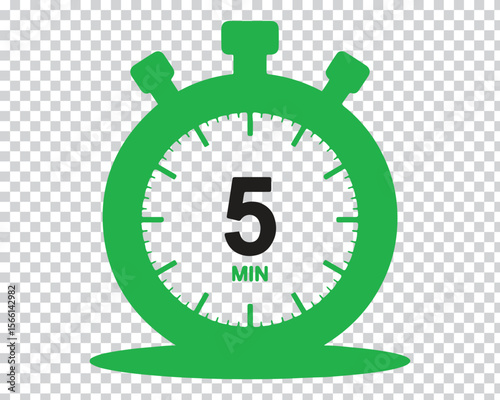 Green stopwatch five minute timer five minutes countdown