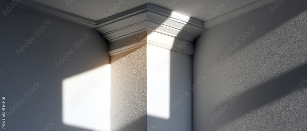 Obraz premium Sunlit Column and Textured Walls Interior