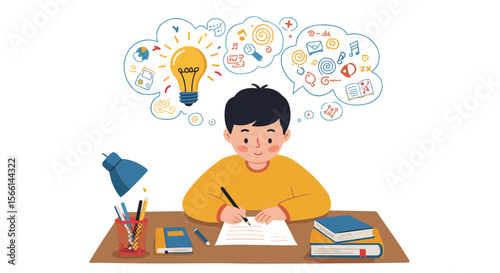 Creative study session vector illustration for educational design and inspiration