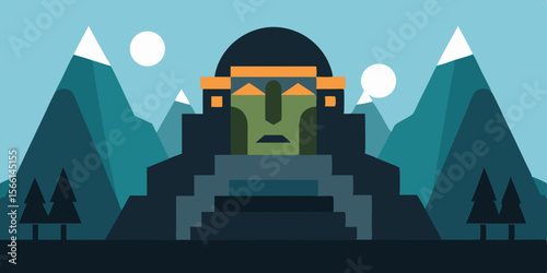 A Deep Mountain Temple With Giant Stone Faces Watching Silently