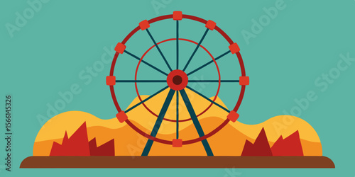 a rusted ferris wheel slowly turning in the middle