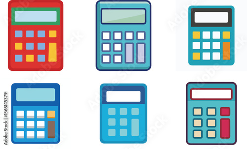Colorful Calculators Collection Math Tools Design Elements