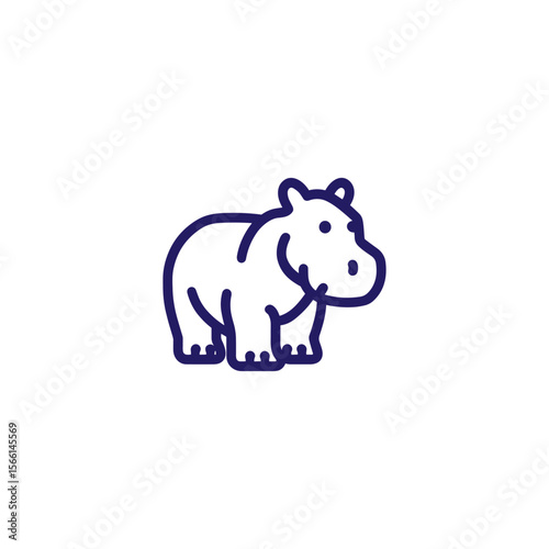 Cute hippopotamus vector illustration featuring a simplified design with a purple outline. This minimalistic artwork captures the iconic features of a hippo for creative projects