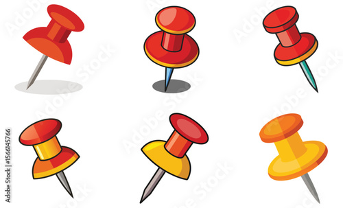 Colorful Pushpins Office Supplies Stationery Icons