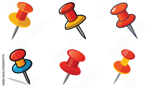 Colorful Pushpins Office Supplies Stationery Icons