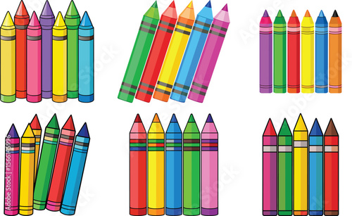 Colorful Crayons and Pencils Art Supplies Collection