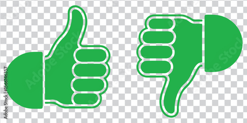 Green thumbs up thumbs down icons approval disapproval