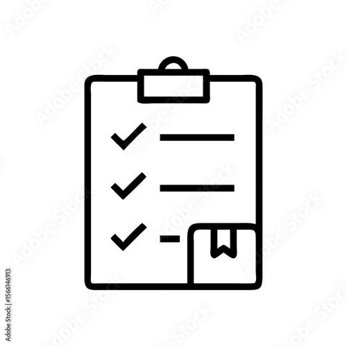 Checklist icon with checkmarks and note attachment for organization  