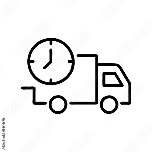 Delivery truck with clock symbolizing timely shipping concept  