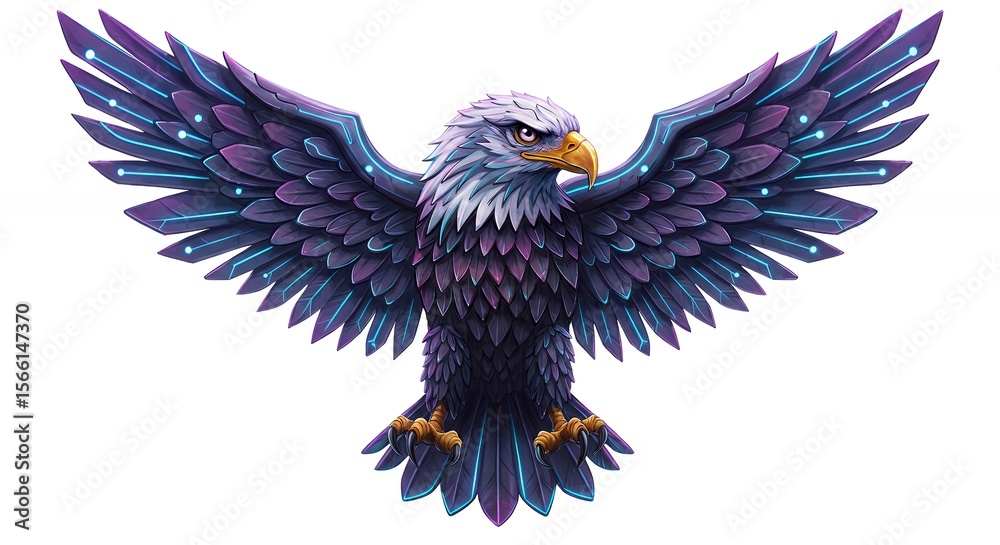 Fototapeta premium Stylized purple and blue eagle illustration