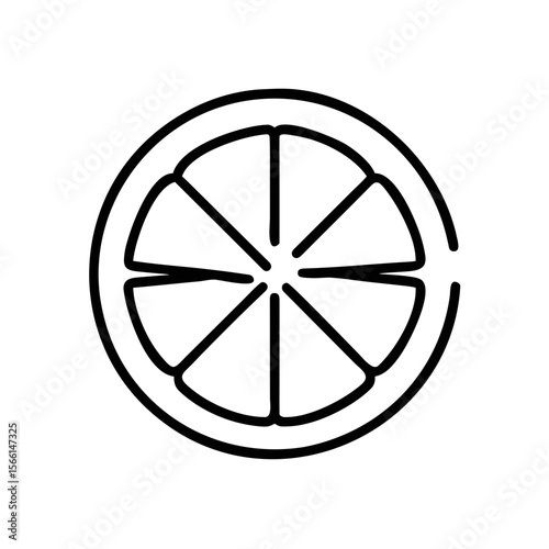 Citrus Fruit Slice Icon Outline Circular Segment Drawing