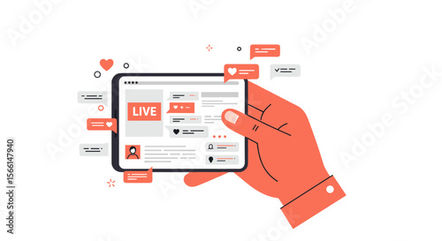 Social media engagement concept vector illustration for digital marketing and live streaming design