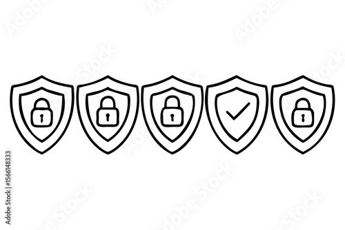 Security shields protection lock checkmark safety privacy system secure access safe