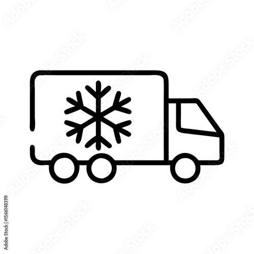Cold chain transport truck with snowflake symbol for refrigeration  