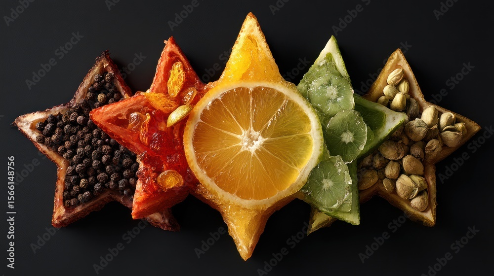 Fototapeta premium Colorful citrus fruits star arrangement
