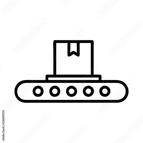 Package on conveyor belt illustration in minimalist style  