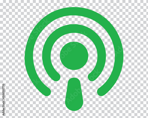 Green concentric circles and dot signal broadcast
