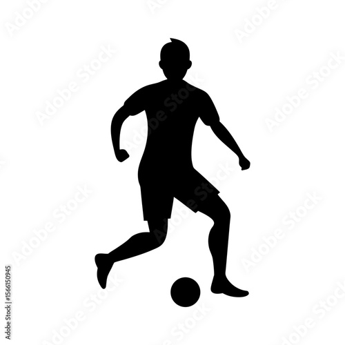 Soccer player kicking ball in clean minimalist silhouette for sports theme