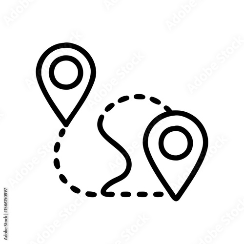 Route planner with location markers and dashed path concept of icon  