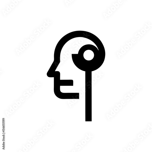 Clear mind unlock key icon in minimalist style for wellness and meditation use