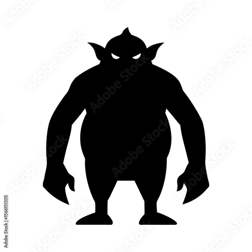 Minimalist troll or ogre silhouette design for mythological character artwork