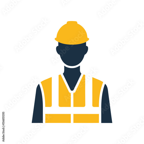 Safety vest and pose silhouette for builder in clear minimalist construction art