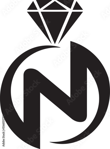 N logo jewelry brush for identity. engagement template vector illustration for your brand.