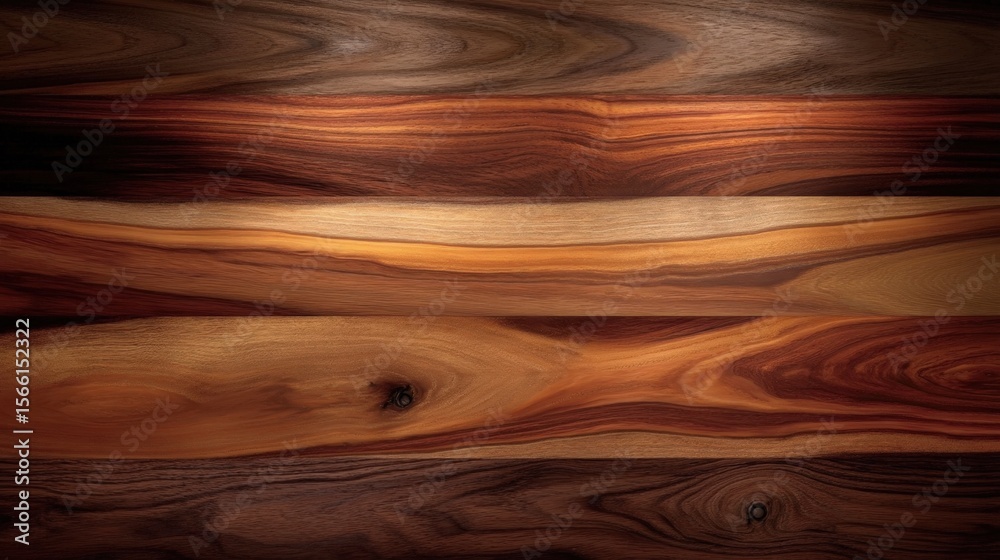 Fototapeta premium Smooth wooden surface featuring natural grain patterns with warm brown and golden hues.