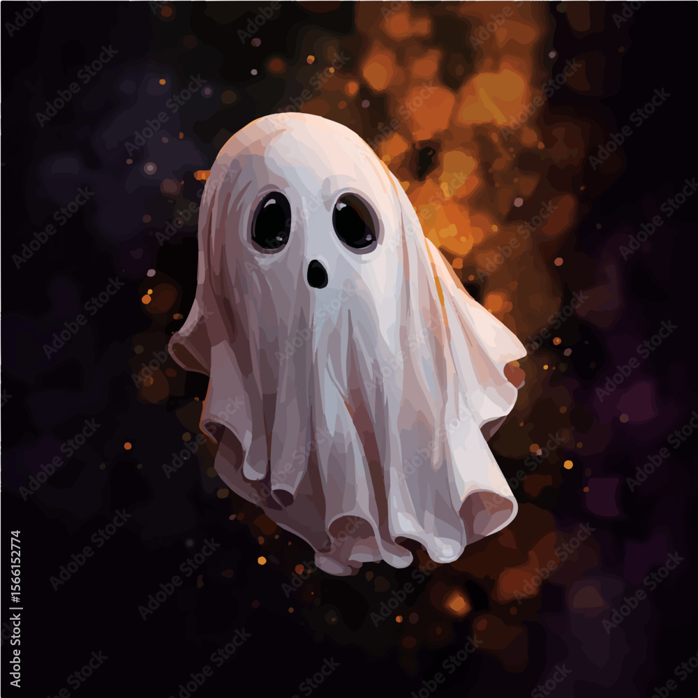 Cute Halloween ghost with big eyes vector Cute Halloween ghost with big eyes vector