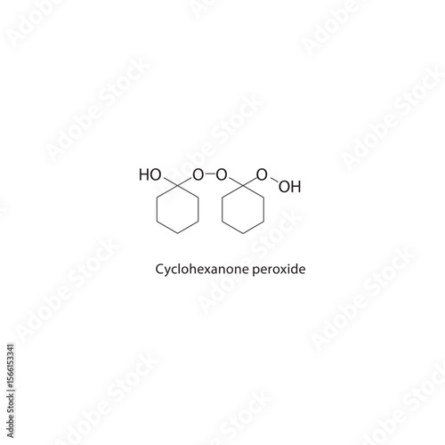Cyclohexanone peroxide skeletal structure. peroxide compound schematic illustration. Simple diagram, chemical formula.