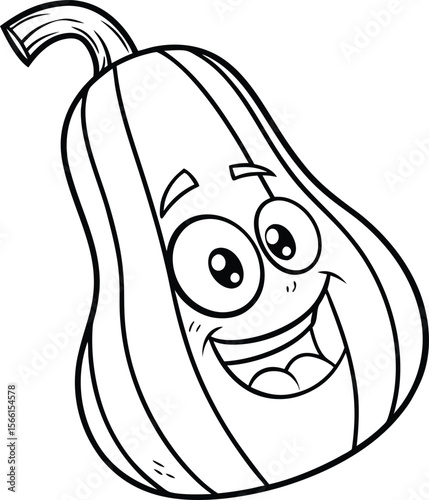 Funny squash character coloring page for kids and adults