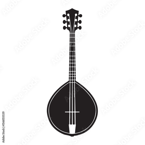 banjo line art silhouette vector illustration