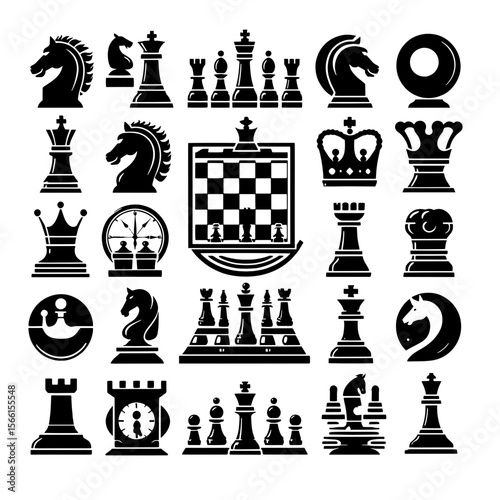 set of chess figures icons