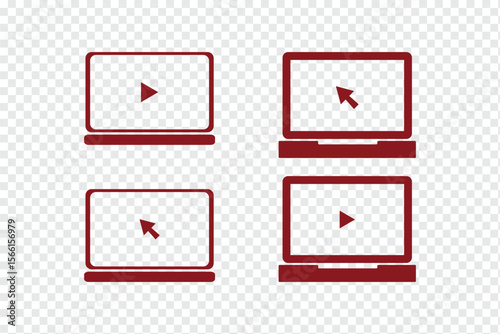 Computer icon. Laptop icon set.. Laptop different style. collection Laptops or notebook computer. Flat and line icon. Cursor icons click - stock vector. eps 10