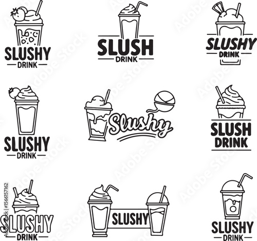 Trendy slush drink vector design featuring colorful and unique summer beverage illustration, refreshing frozen drink art, perfect for summer branding, menu, posters, and digital marketing use.
