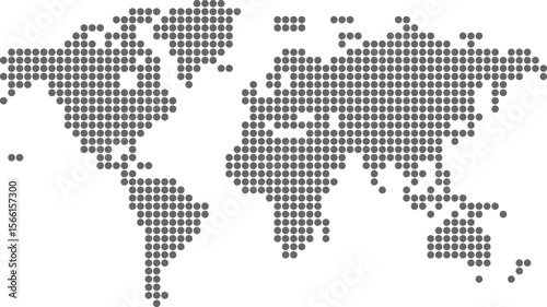 Grey dotted world map 