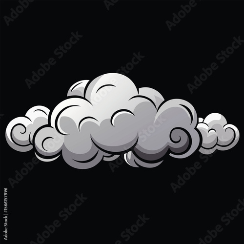 Wide Set of Smoke or Steam Clouds on Black Background – Realistic Vapor Effect