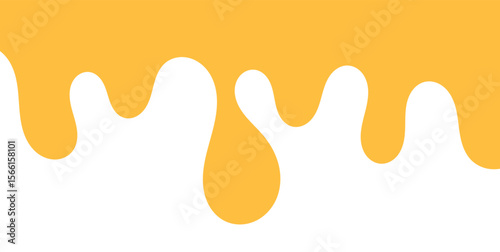 Dripping sweet yellow honey, isolated melting maple syrup. Vector golden organic sticky oil or juice liquid with drops. Flowing droplets of nectar