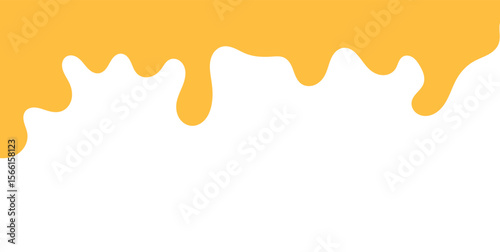 Dripping sweet yellow honey, isolated melting maple syrup. Vector golden organic sticky oil or juice liquid with drops. Flowing droplets of nectar