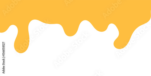 Dripping sweet yellow honey, isolated melting maple syrup. Vector golden organic sticky oil or juice liquid with drops. Flowing droplets of nectar